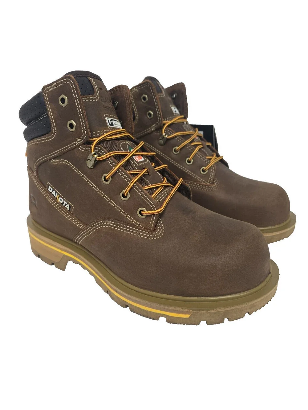 Dakota Men's 6'' Quad Comfort Steel Toe Comp. Plate 6114 Safety Boots Brown 10W